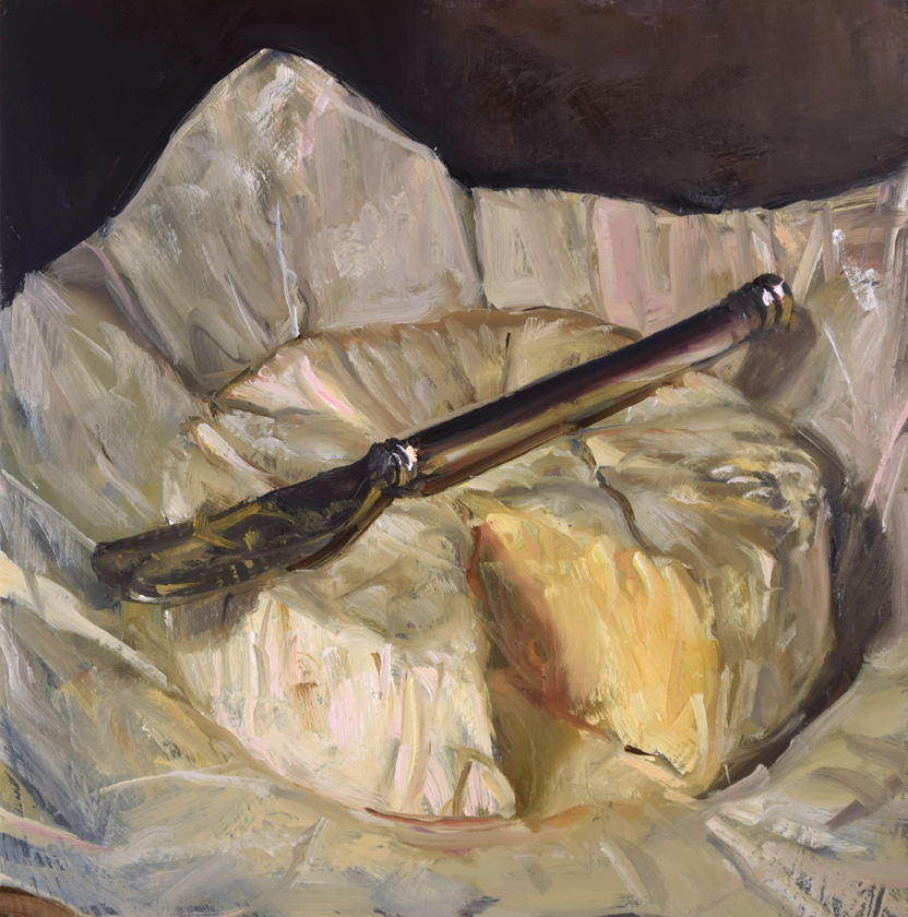 Brie with Knife — giclée print by Duane Keiser